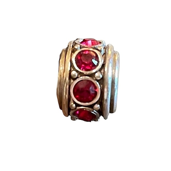 Brighton ABC Glam Spacer Charm Silver Tone With Pave Fuchsia Pink Crystals - Picture 1 of 8